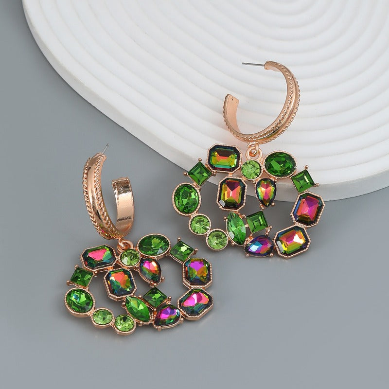 Wholesale Color Diamond Boho Party Gemstone Earrings